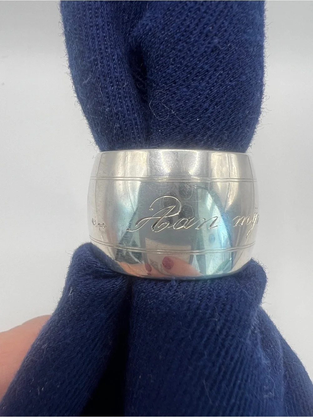 Vintage Dutch .833 Silver Napkin Ring “To My Dearest Aunt Jet” Hallmarked